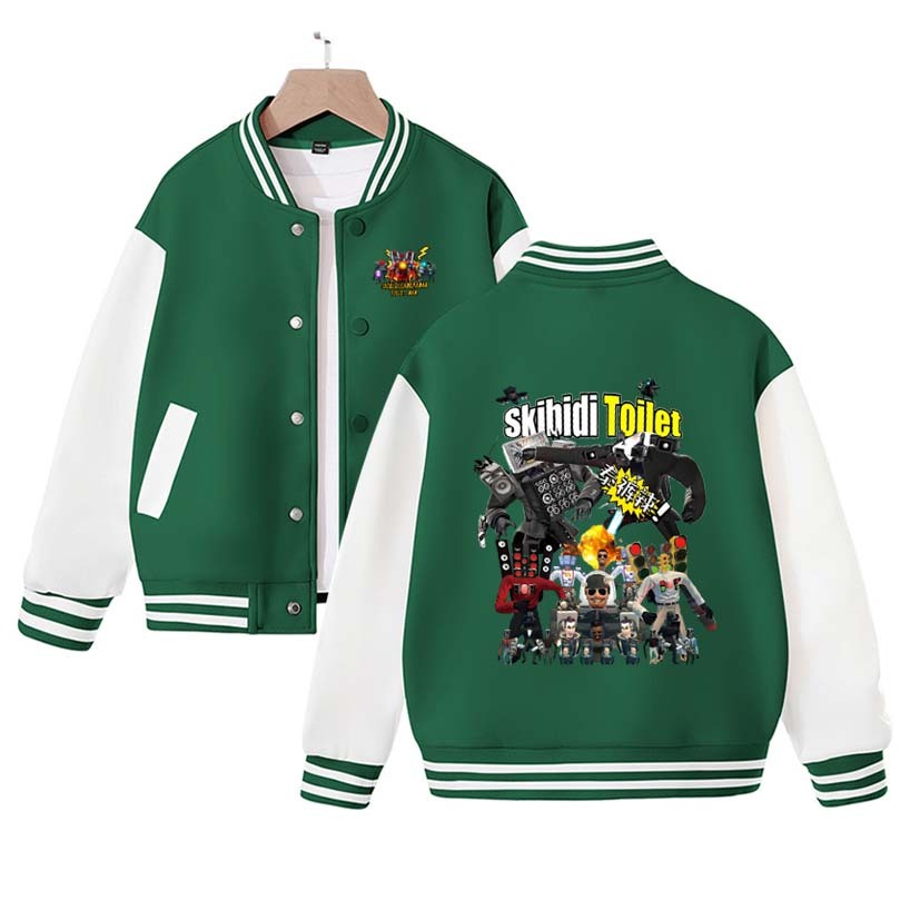 New Skibidi Toilet Jacket Children Skibidi Toilet Costume Kids Coat Cartoon Boys Girls Sports Baseball Uniform Clothes Christmas