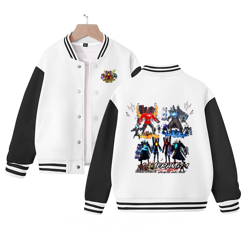 2023Skibidi Toilet Jacket Children Skibidi Toilet Costume Kids Coat Cartoon Boys Girls Sports Baseball Uniform Clothes Christmas