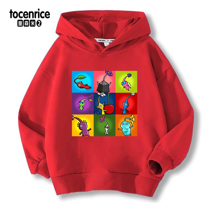 New Boys' Hoodie Funny Video Game Pikmin 4 Cartoon Children'S Long Sleeve Sweatshirt Fashion Girls' Spring and Autumn Hoodie Top