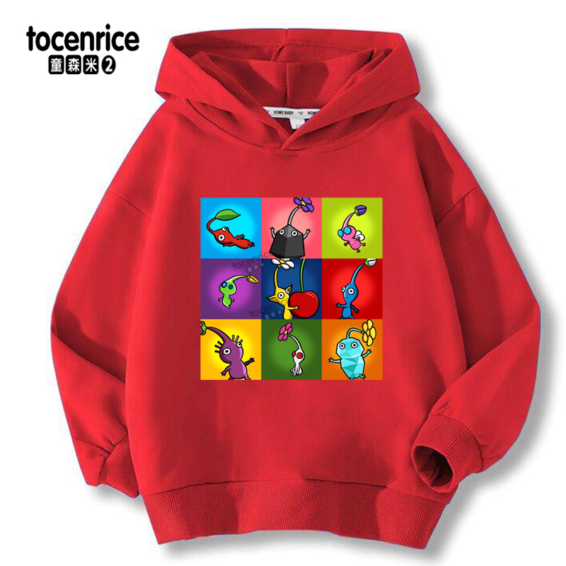 New Boys' Hoodie Funny Video Game Pikmin 4 Cartoon Children'S Long Sleeve Sweatshirt Fashion Girls' Spring and Autumn Hoodie Top