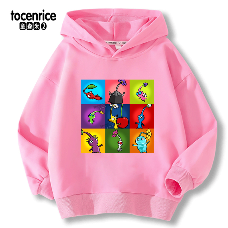 New Boys' Hoodie Funny Video Game Pikmin 4 Cartoon Children'S Long Sleeve Sweatshirt Fashion Girls' Spring and Autumn Hoodie Top