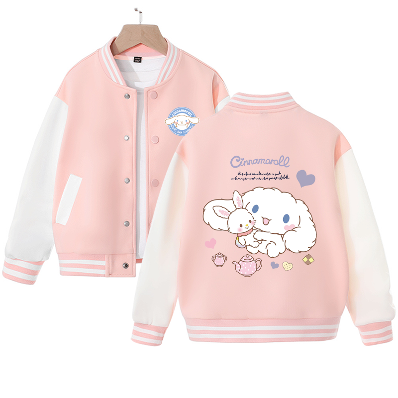 Sanrios Kawaii Anime Cinnamoroll Cute Cartoon Woman Jacket Spring Autumn New Loose Sports Baseball Uniform Birthday Gift