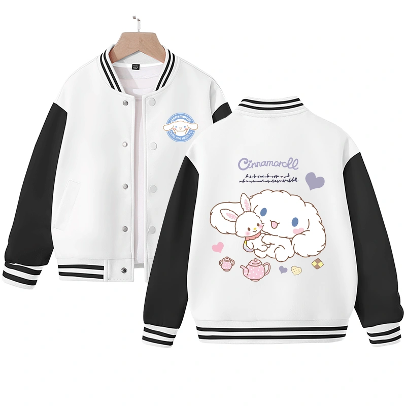 Sanrios Kawaii Anime Cinnamoroll Cute Cartoon Woman Jacket Spring Autumn New Loose Sports Baseball Uniform Birthday Gift