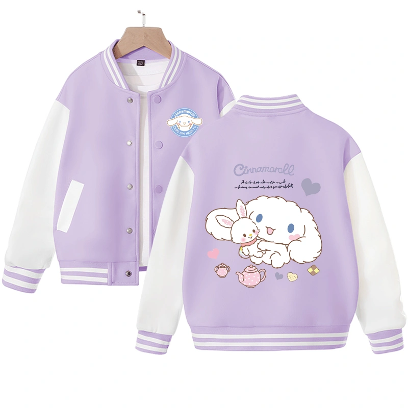 Sanrios Kawaii Anime Cinnamoroll Cute Cartoon Woman Jacket Spring Autumn New Loose Sports Baseball Uniform Birthday Gift