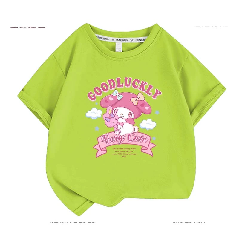My Melody Summer Children T-Shirt Sanrio Anime Cartoons Casual Clothes Girl Boy Short Sleeve Tops Kawaii Gift