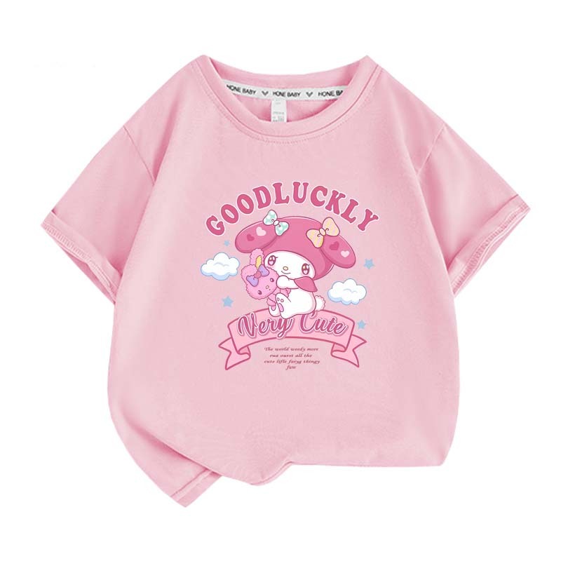 My Melody Summer Children T-Shirt Sanrio Anime Cartoons Casual Clothes Girl Boy Short Sleeve Tops Kawaii Gift