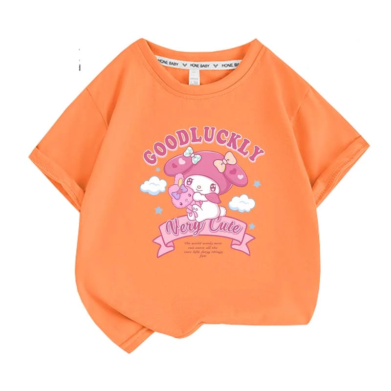 My Melody Summer Children T-Shirt Sanrio Anime Cartoons Casual Clothes Girl Boy Short Sleeve Tops Kawaii Gift