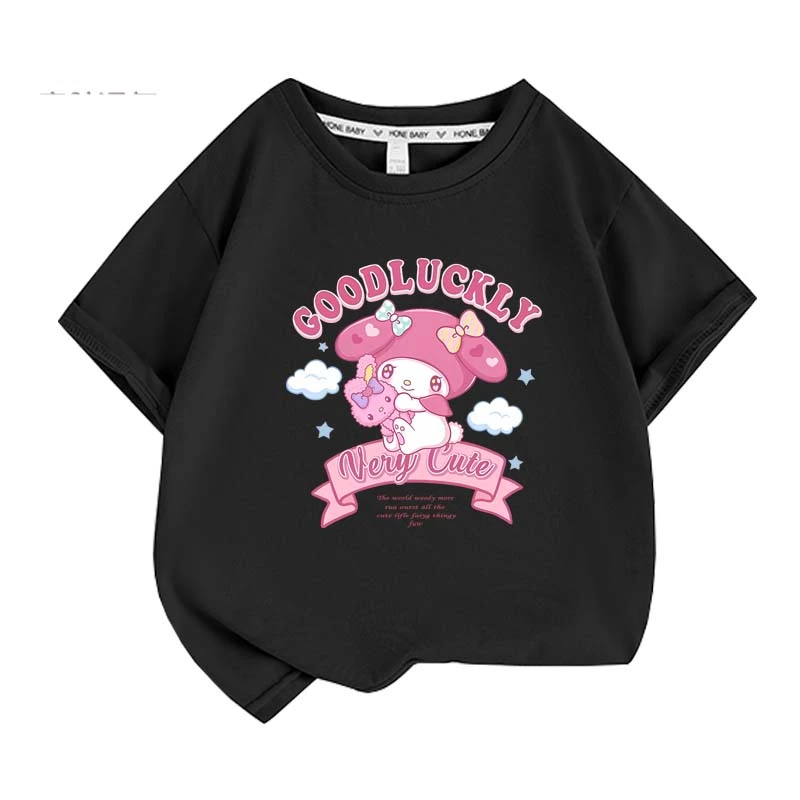 My Melody Summer Children T-Shirt Sanrio Anime Cartoons Casual Clothes Girl Boy Short Sleeve Tops Kawaii Gift