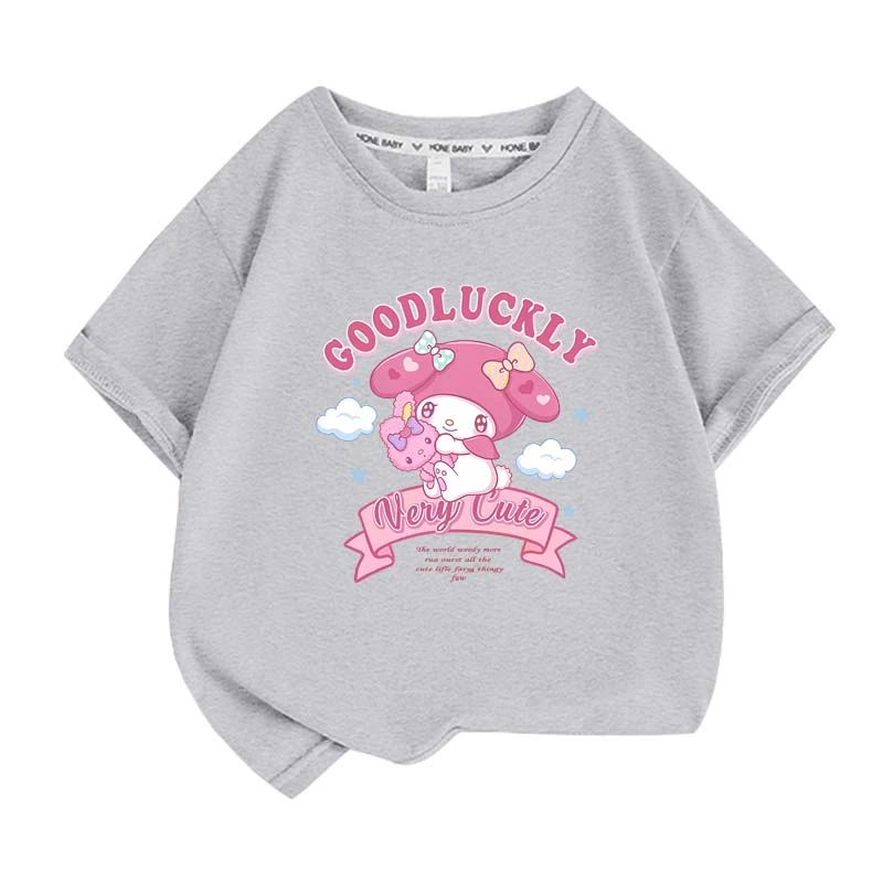 My Melody Summer Children T-Shirt Sanrio Anime Cartoons Casual Clothes Girl Boy Short Sleeve Tops Kawaii Gift