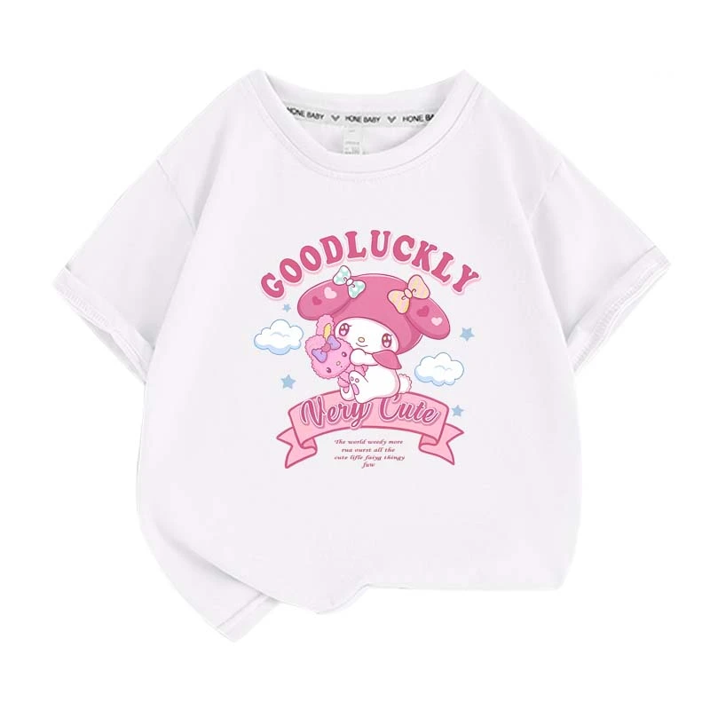 My Melody Summer Children T-Shirt Sanrio Anime Cartoons Casual Clothes Girl Boy Short Sleeve Tops Kawaii Gift