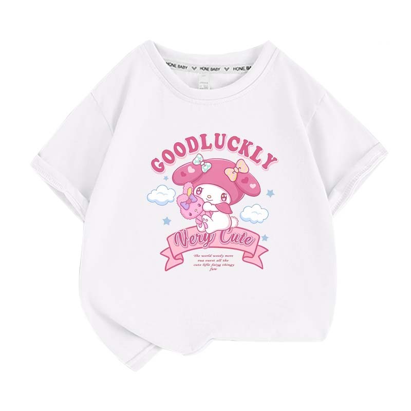 My Melody Summer Children T-Shirt Sanrio Anime Cartoons Casual Clothes Girl Boy Short Sleeve Tops Kawaii Gift