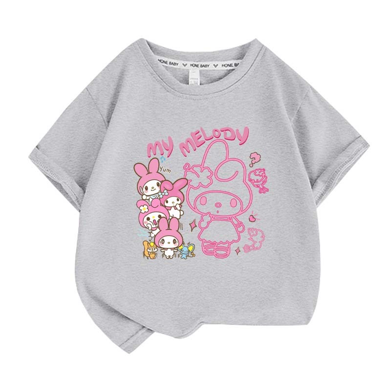 Anime cartoon My Melody Cinnamoroll Kuromi Purin Dog Children Cotton T-shirt Cute Cartoon Summer Loose Multi Color Short Sleeve