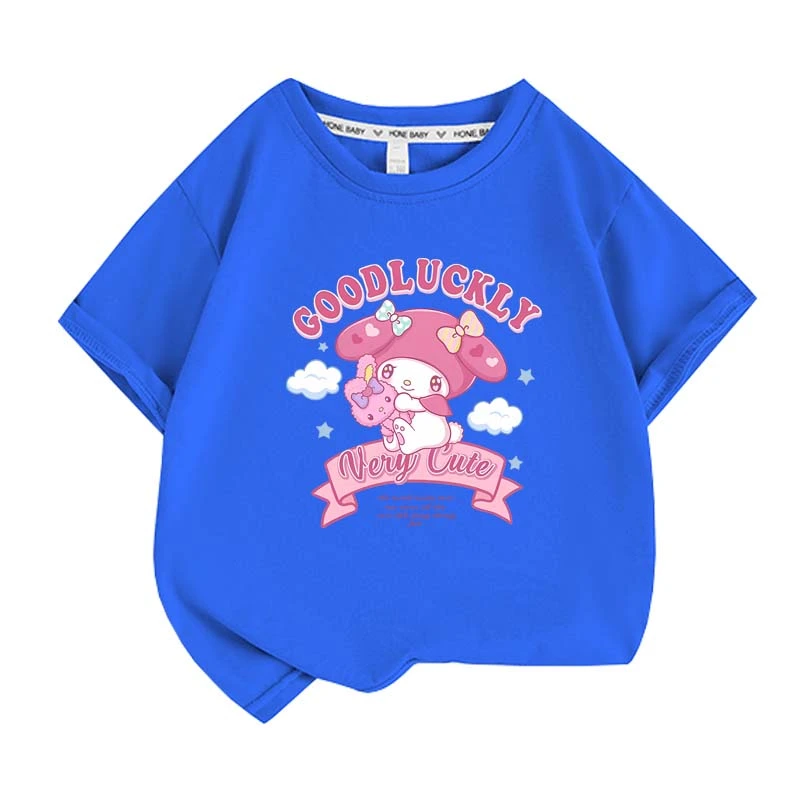 My Melody Summer Children T-Shirt Sanrio Anime Cartoons Casual Clothes Girl Boy Short Sleeve Tops Kawaii Gift