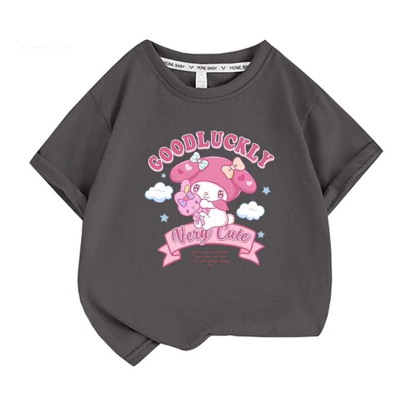 My Melody Summer Children T-Shirt Sanrio Anime Cartoons Casual Clothes Girl Boy Short Sleeve Tops Kawaii Gift