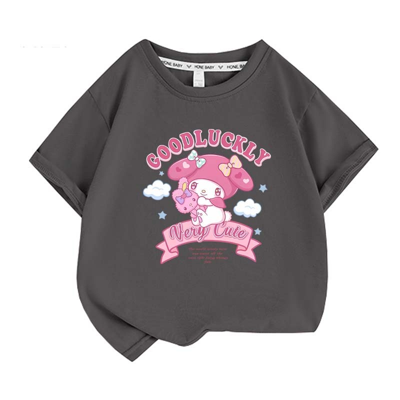 My Melody Summer Children T-Shirt Sanrio Anime Cartoons Casual Clothes Girl Boy Short Sleeve Tops Kawaii Gift