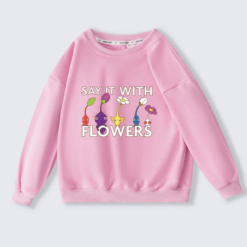 Cartoon Pikmin 4 Sweatshirts Children Hoodies for Girls Kids Spring Autumn Casual Pullover Boys Hoodie Costume 2-16Years