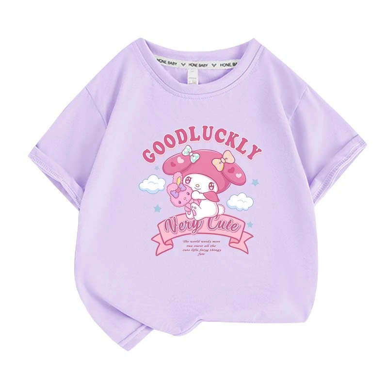 My Melody Summer Children T-Shirt Sanrio Anime Cartoons Casual Clothes Girl Boy Short Sleeve Tops Kawaii Gift