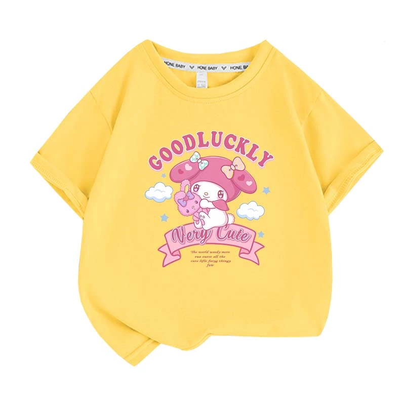 My Melody Summer Children T-Shirt Sanrio Anime Cartoons Casual Clothes Girl Boy Short Sleeve Tops Kawaii Gift
