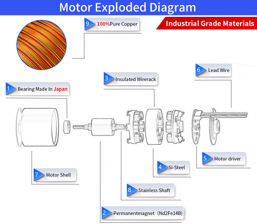 Mini Brushless Motor BL2419DC Mini Brushless DC Brushless Motor Electric Pushing Hair clipper Motor Beauty Hair clipper Motor Silent and Durable Mini Fan Motor Desktop Fan Motor Dental motor