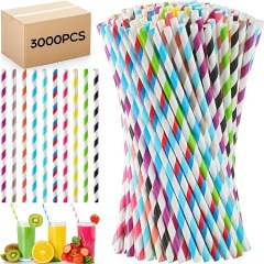 Colored striped paper straw,100% Biodegradable  and  eco-friendly paper straws for Coffee,Tea,Juice, Soda, Cocktails,  - Great for Birthday Parties, Bridal Showers, Thanksgiving parties.