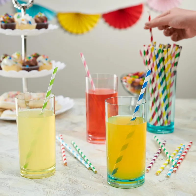 Colored dot and wave environmental paper straw