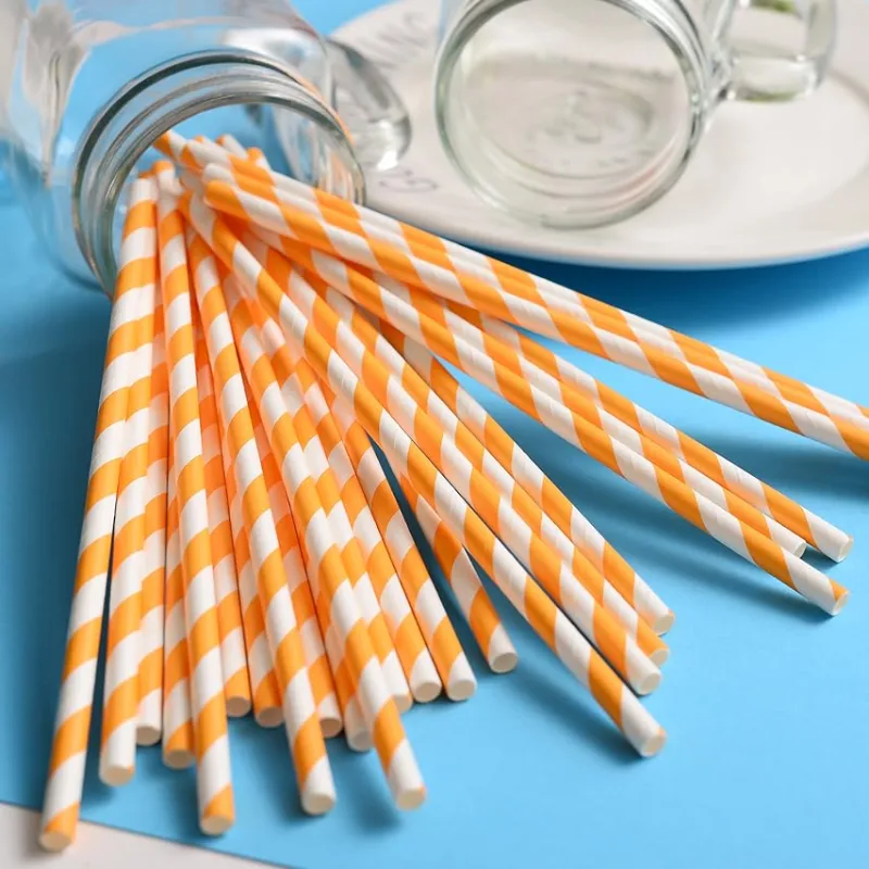 Colored dot and wave environmental paper straw