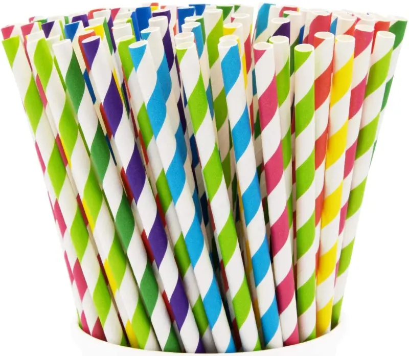 Colored dot and wave environmental paper straw