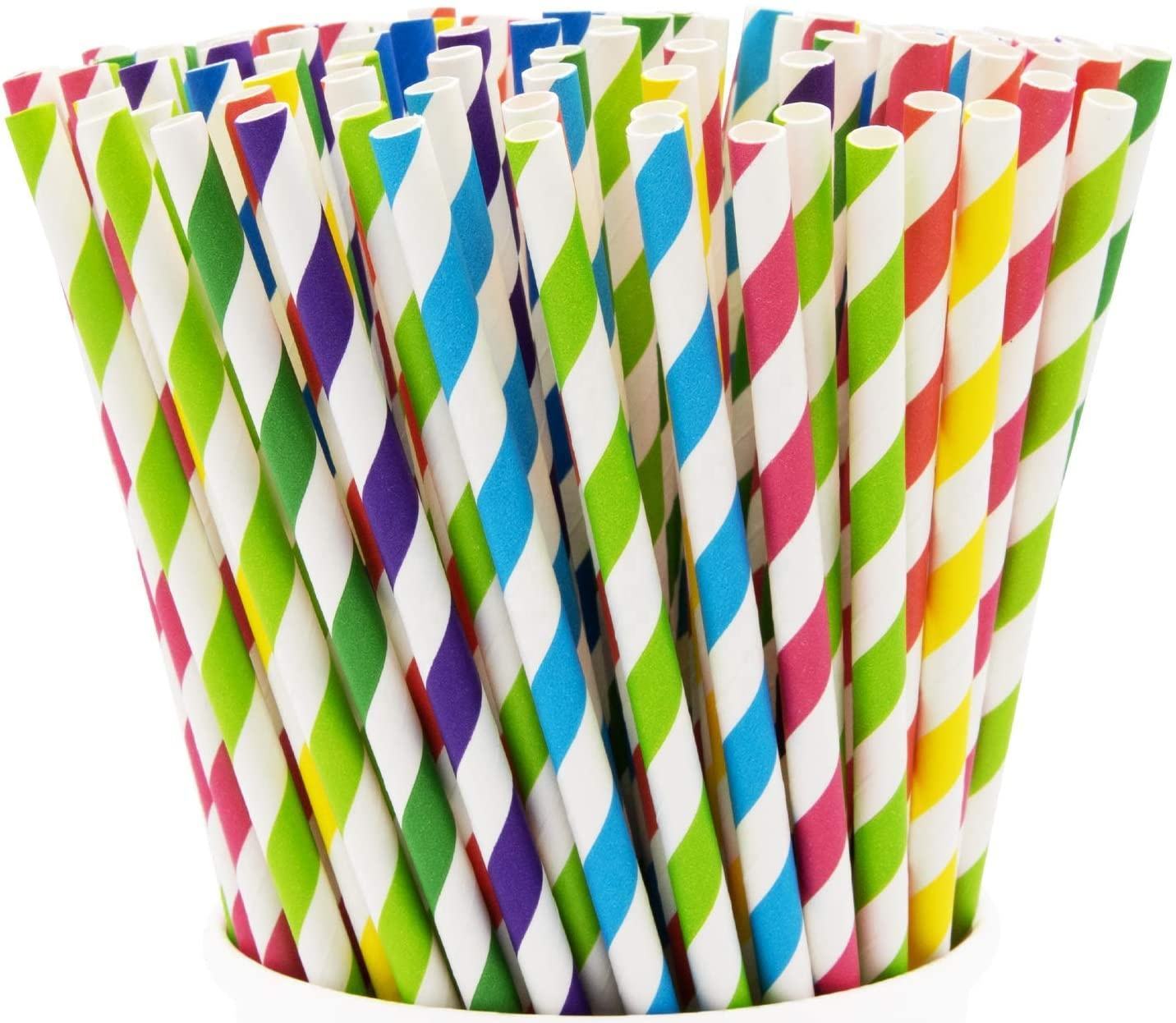 Colored dot and wave environmental paper straw