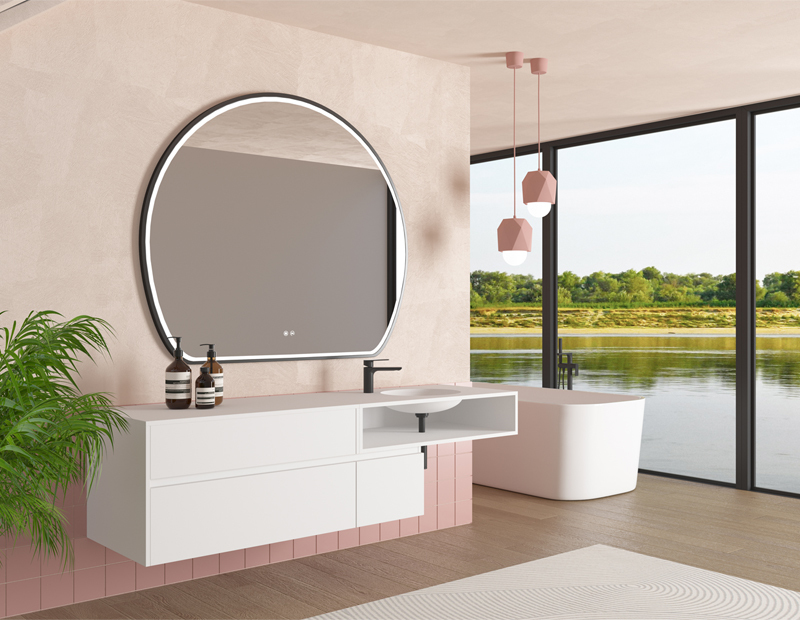 Mosmile Framed Organic Bathroom LED Illuminated Mirror HEXAGON-S025