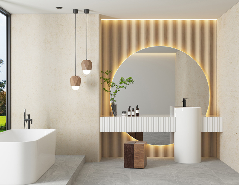 Mosmile Frameless LED Illuminated Round Bathroom Mirror LUCY-R005