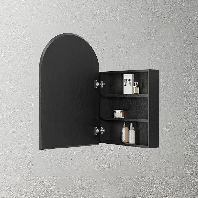 Mosmile Anti-fog Lighted Wooden Bathroom Arch Mirror Cabinet C103W1002