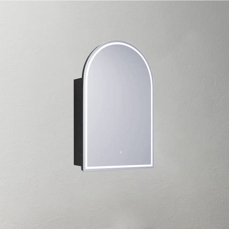 Mosmile Anti-fog Lighted Wooden Bathroom Arch Mirror Cabinet C103W1002