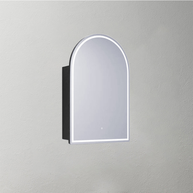 Mosmile Anti-fog Lighted Wooden Bathroom Arch Mirror Cabinet C103W1002