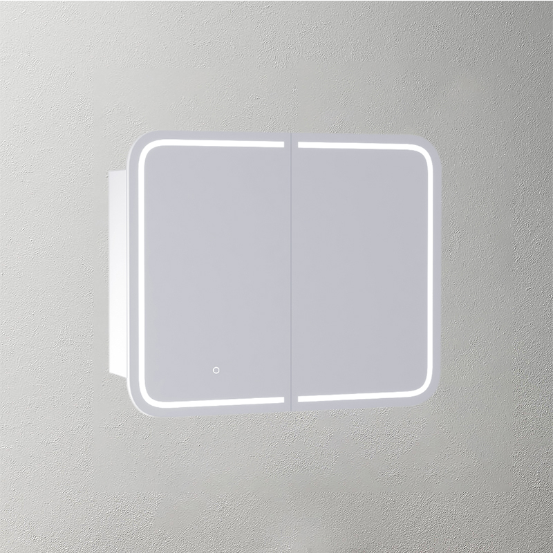 Mosmile Wooden LED Bathroom Round-corner Mirror Cabinet C205W1001