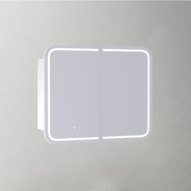Mosmile Wooden LED Bathroom Round-corner Mirror Cabinet C205W1001