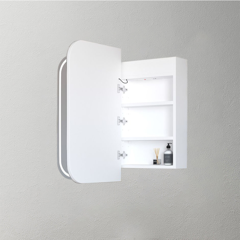 Mosmile Wooden LED Bathroom Round-corner Mirror Cabinet C205W1001