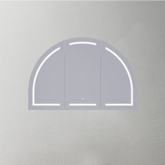 Mosmile 3 Doors Lighted Wooden Bathroom Arch Mirror Cabinet C303W1002