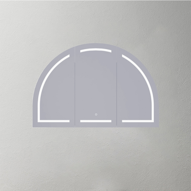 Mosmile 3 Doors Lighted Wooden Bathroom Arch Mirror Cabinet C303W1002