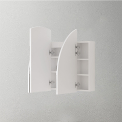 Mosmile 3 Doors Lighted Wooden Bathroom Arch Mirror Cabinet C303W1002