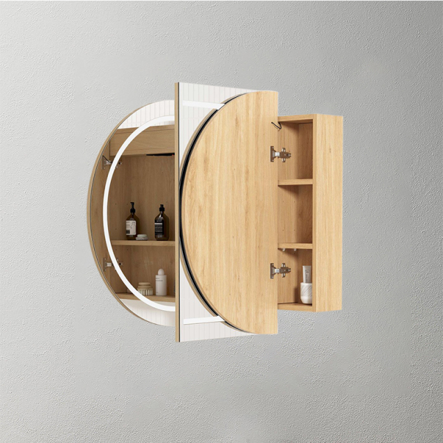 Mosmile 3 doors Wooden Bathroom Pill LED Mirror Cabinet C304W1003