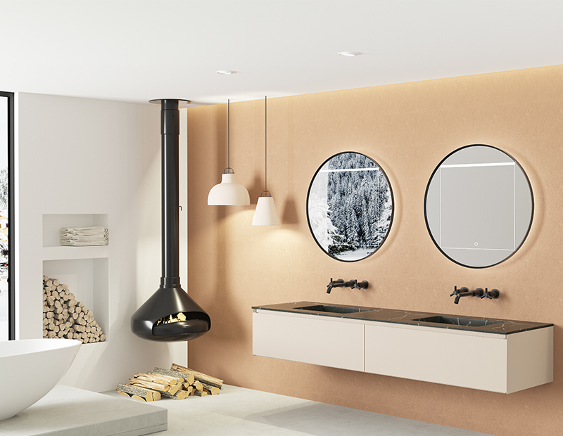 Mosmile Beveled Frame Round Bathroom Illuminated Mirror SPHERE-R062
