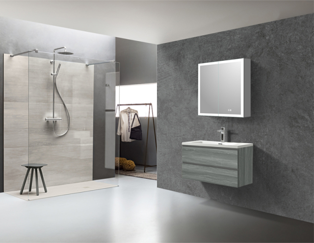 Mosmile Anti-fog 2 Doors Bathroom LED Lighted Mirror Cabinet C201Y1002