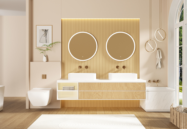 Mosmile Flate Framed Round LED Illuminated Bathroom Mirror LUCY-R068