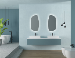 Mosmile Frameless LED Illuminated Irregular Bathroom Mirror HEXAGON-S026