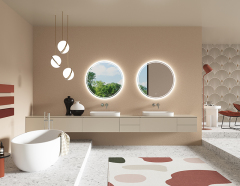 Mosmile Acrylic Frame Round LED Illuminated Bathroom Mirror LUCY-R011