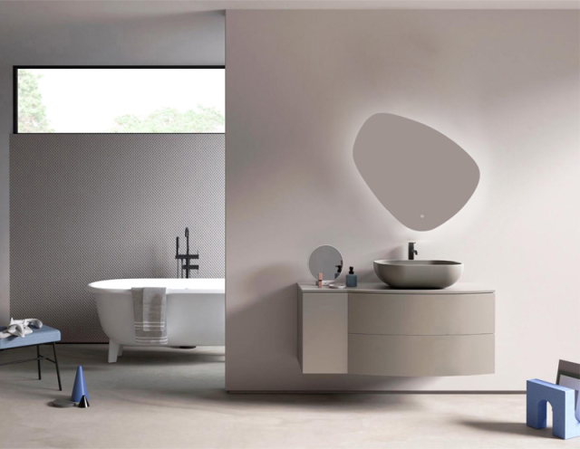 Mosmile Frameless Backlit Irregular Bathroom Illuminated Mirror HEXAGON-N088