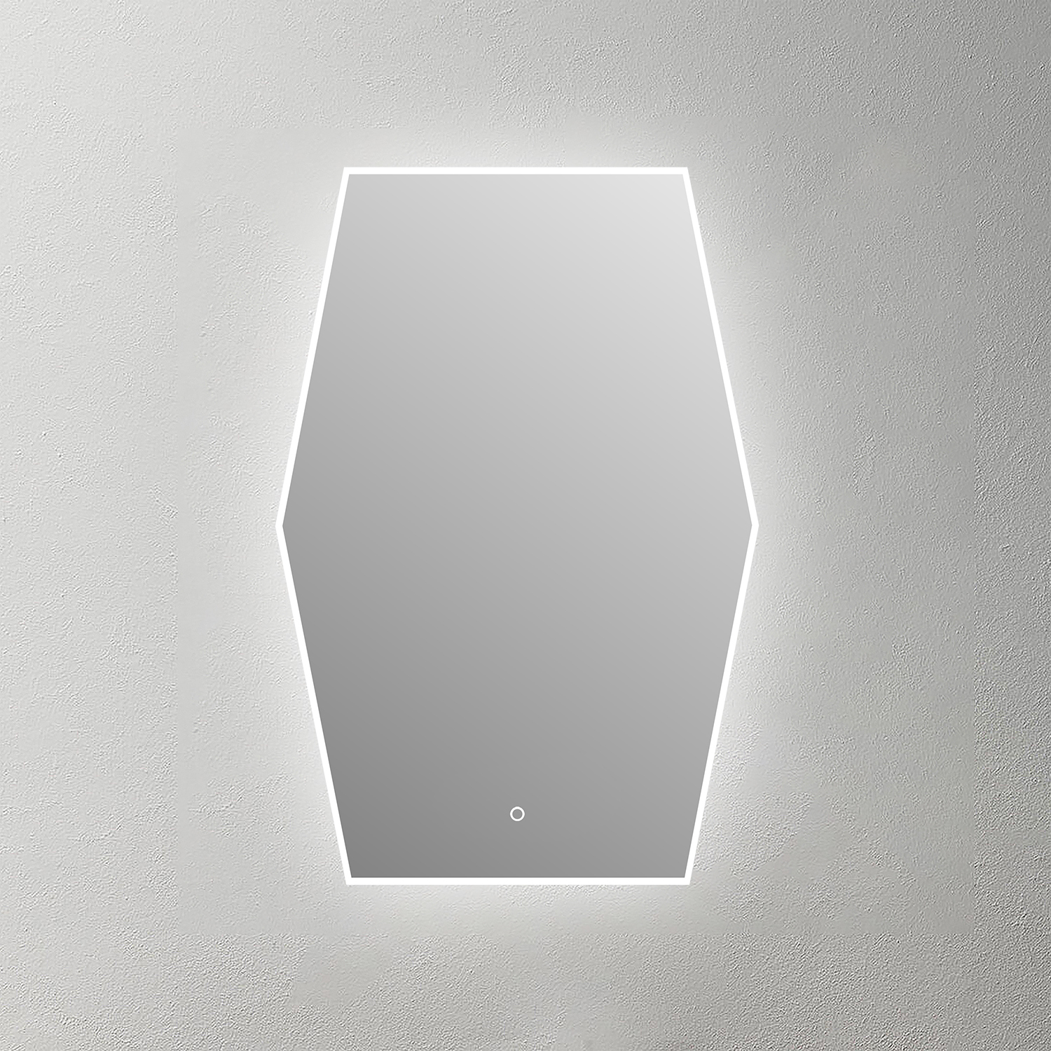 Mosmile Frameless Illuminated Frosted Irregular Bathroom Mirror HEXAGON-N092