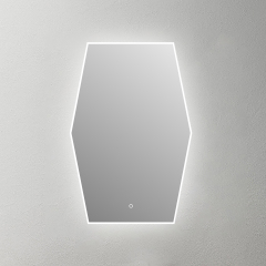 Mosmile Frameless Illuminated Frosted Irregular Bathroom Mirror HEXAGON-N092