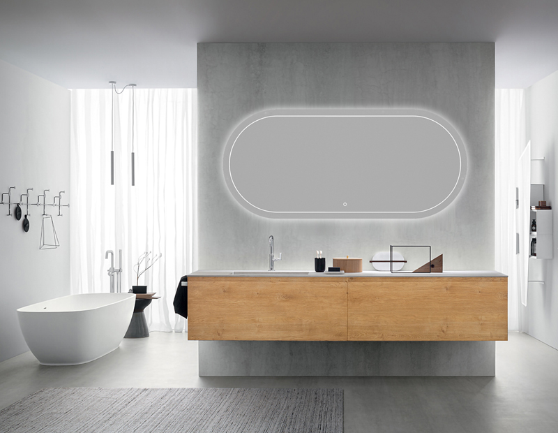 Mosmile Frameless LED Illuminated Pill Bathroom Mirror GATSBY-N010