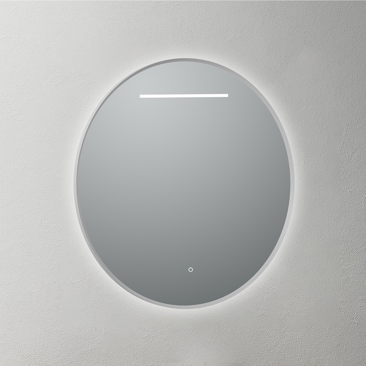 Mosmile Beveled Frame Round Illuminated Bathroom Mirror LUCY-R092